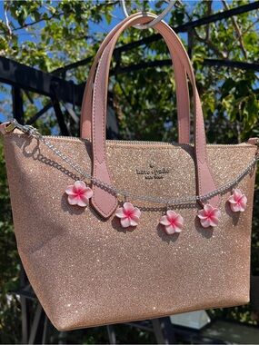Kate Spade New York Gold Glitter Joeley Small Bag w/Charms